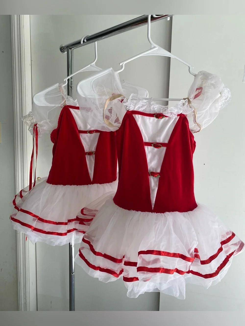 Set of 2 Curtain Call Red & White Rose Tutus - Children's Ballet Dance Costumes